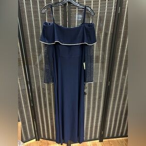 R & M Collection Elegant Navy Off-Shoulder Dress - NWT